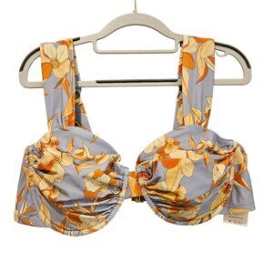 NWT Time and Tru bikini Top Womens 1x Blue with floral pattern under wires beach